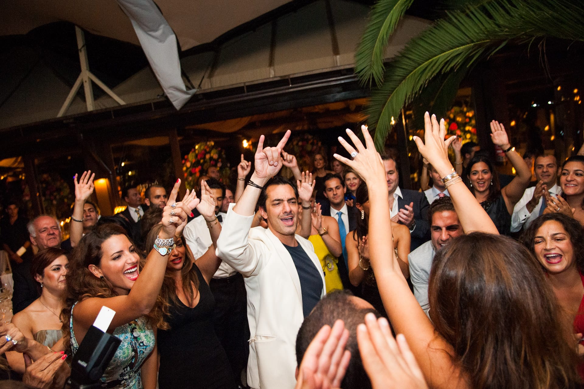 wild crowd at an Ibiza wedding