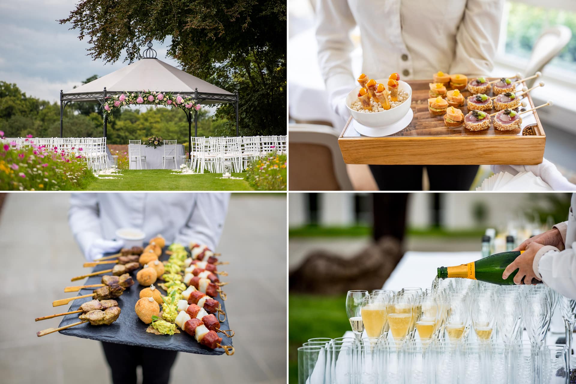champagne and canapes at Coworth park