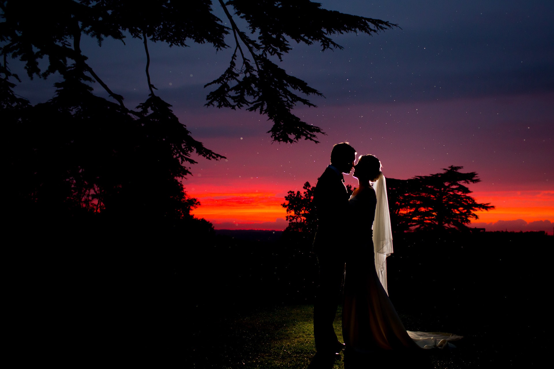 Wedding pictures with red sunset