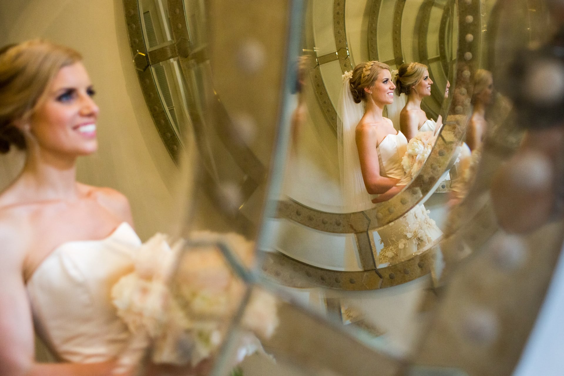 bride infinity reflection in the mirror