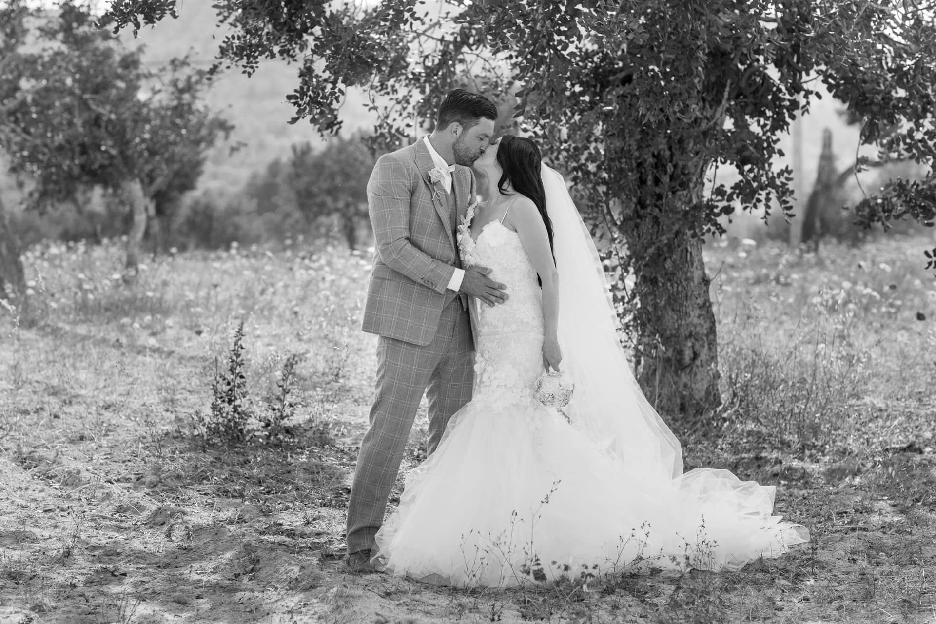 black and white wedding shot