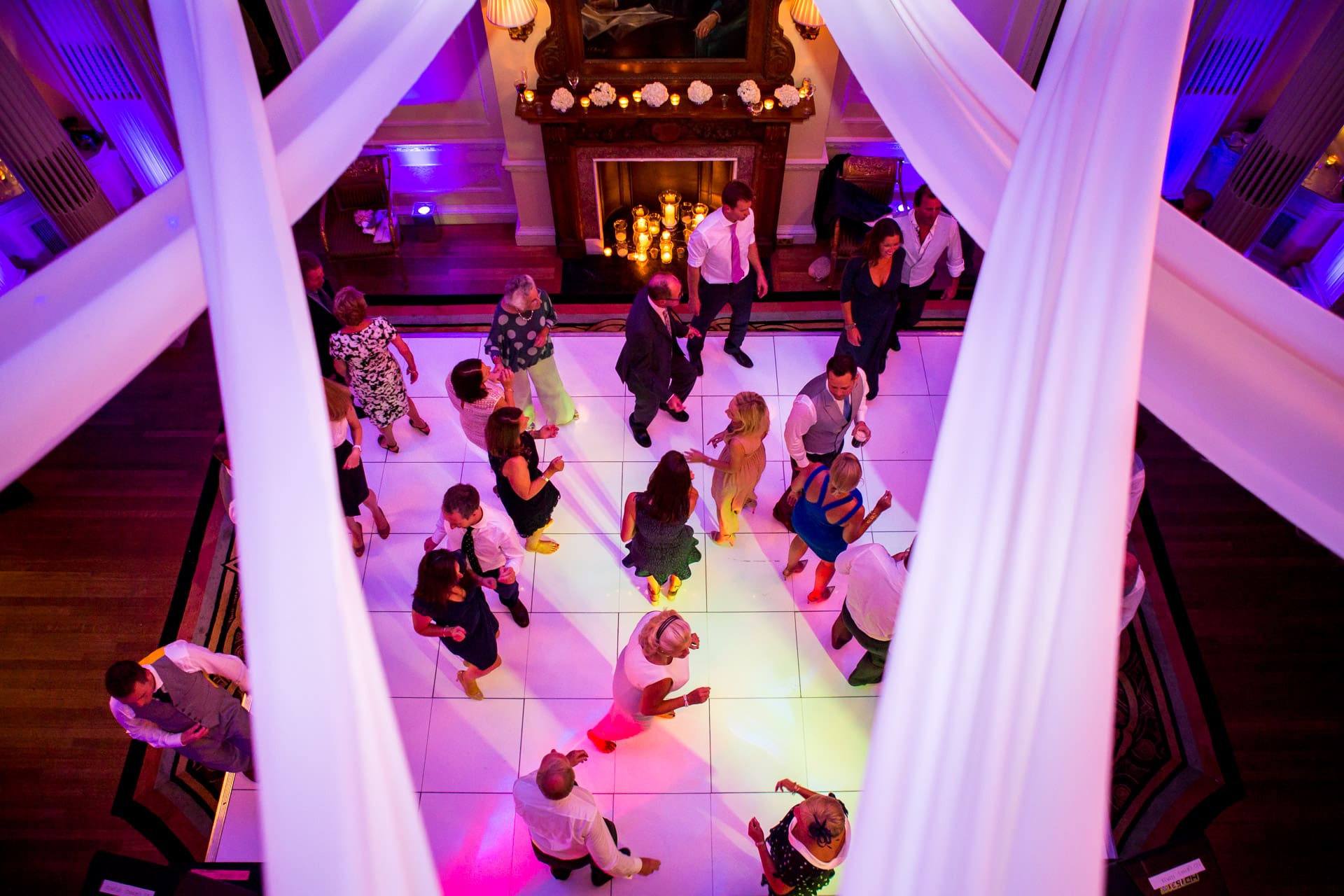 aerial shot of the wedding dance floor