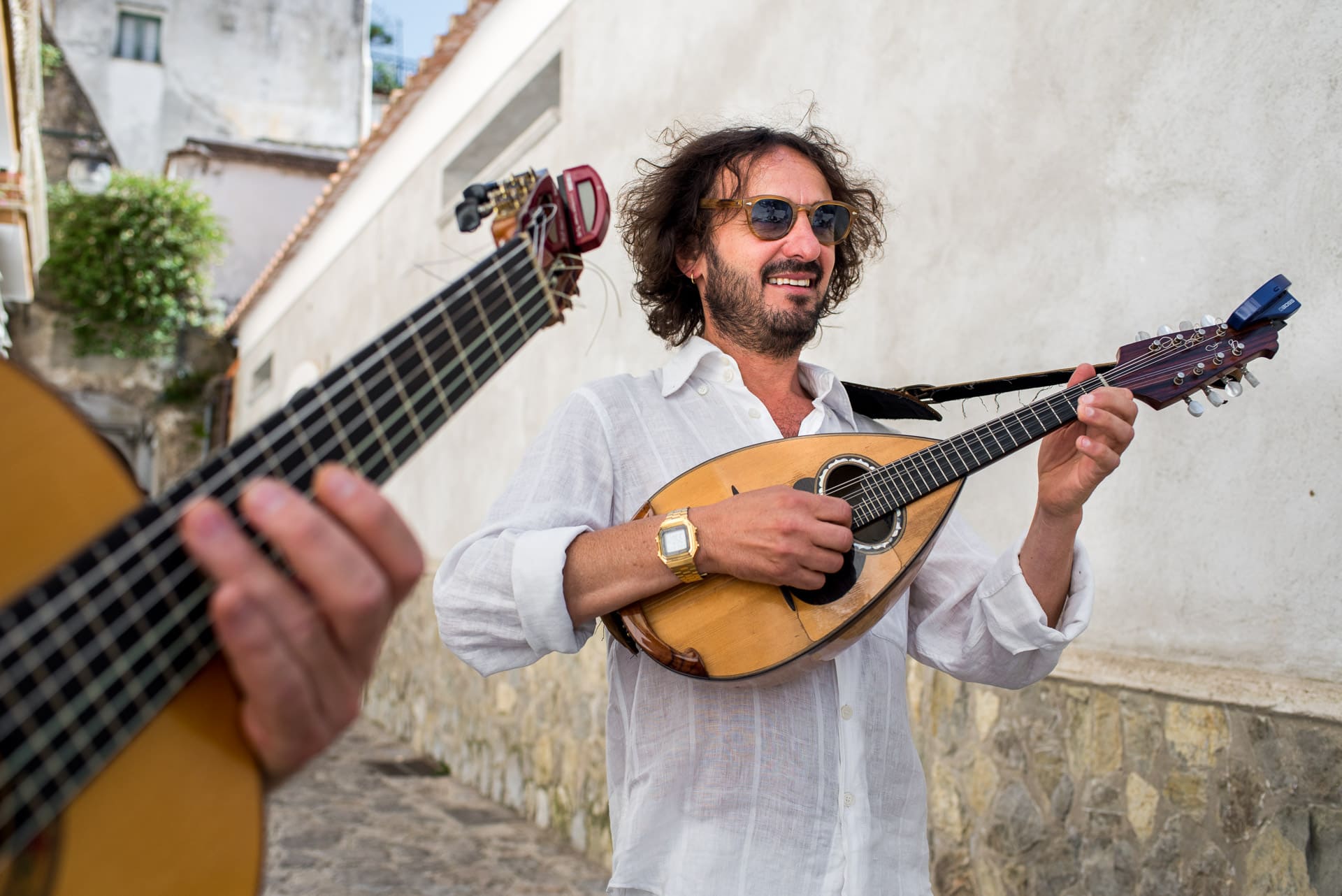 playing the mandolin in Ravello