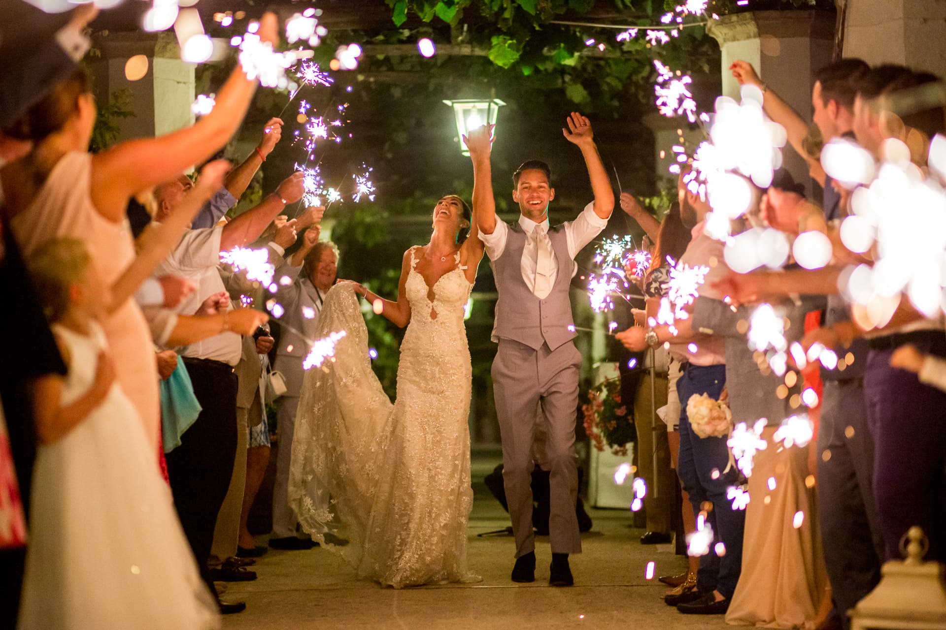 wedding sparkler exit at Hotel Caruso
