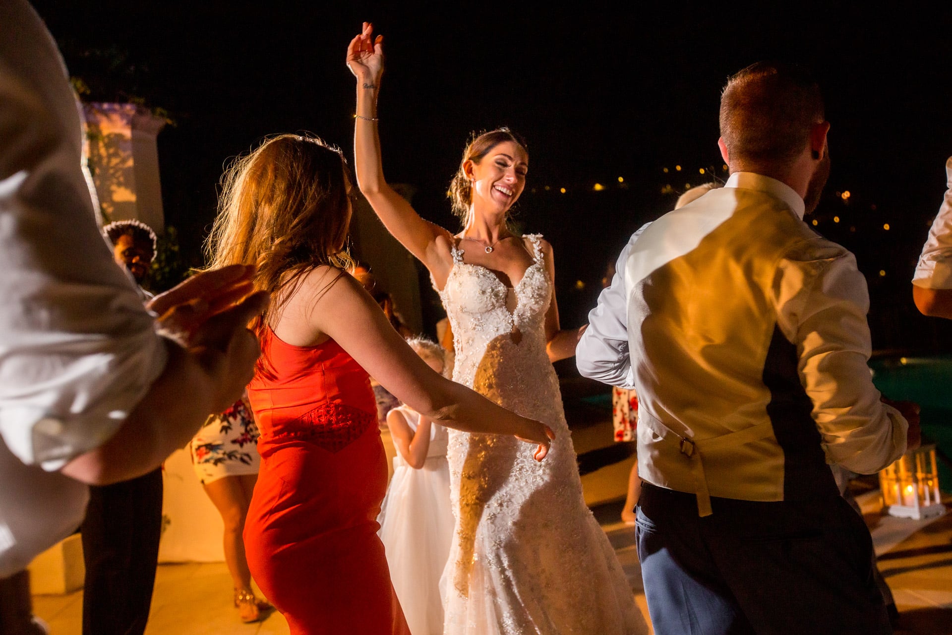 bride dancing at a wedding in Italy