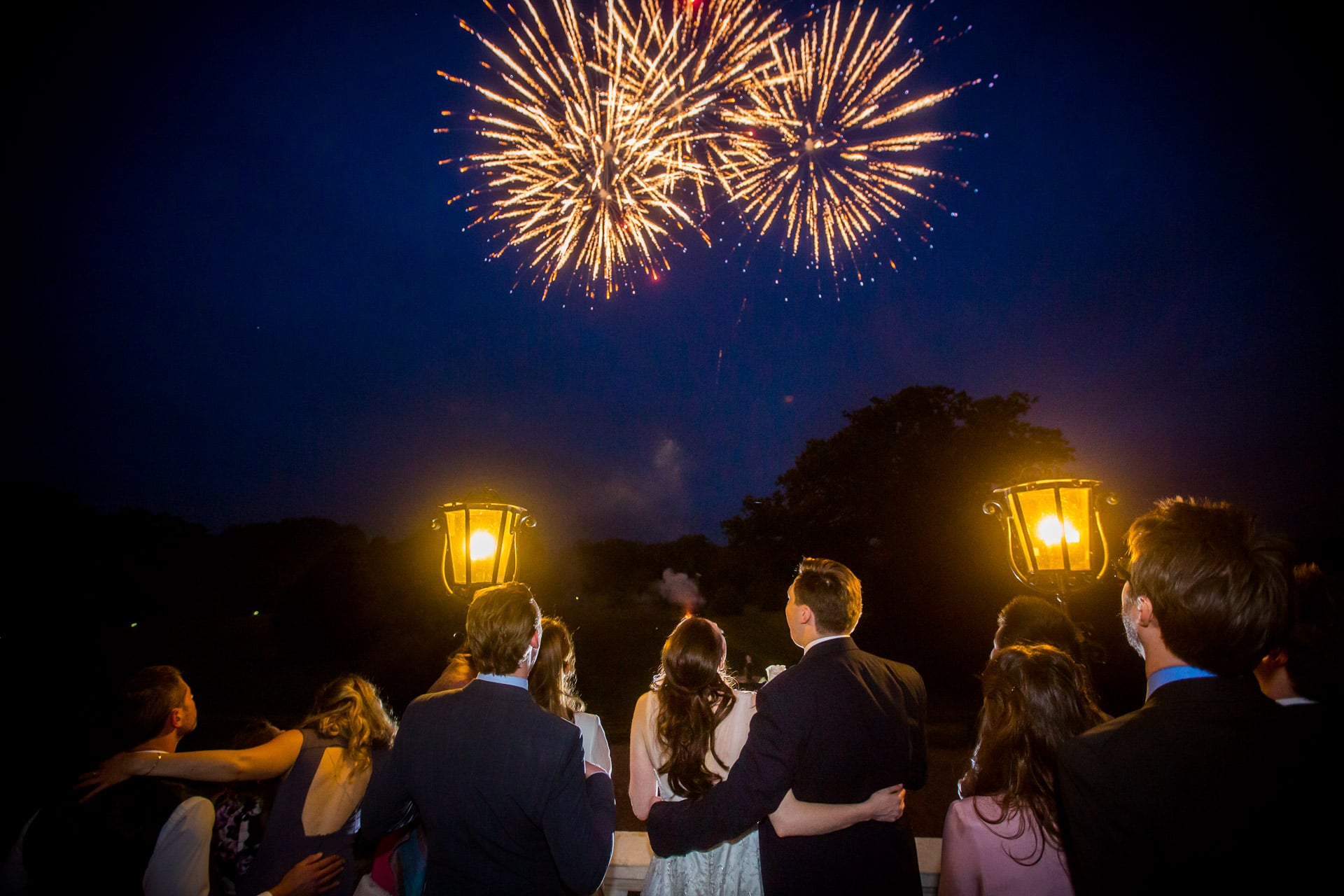 wedding fireworks at Botleys Mansion