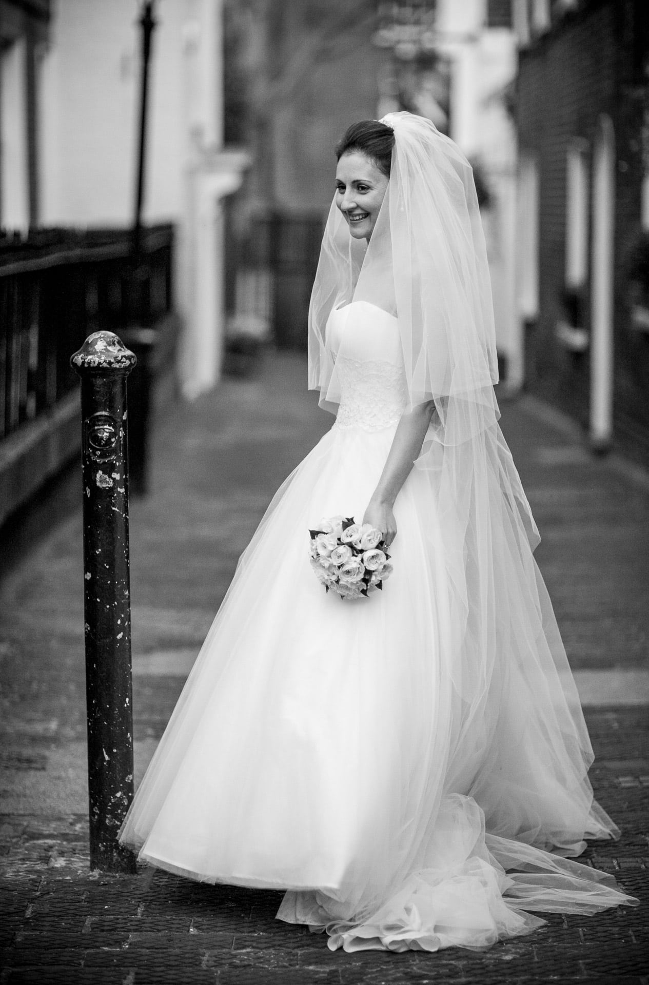 Bride in London side street