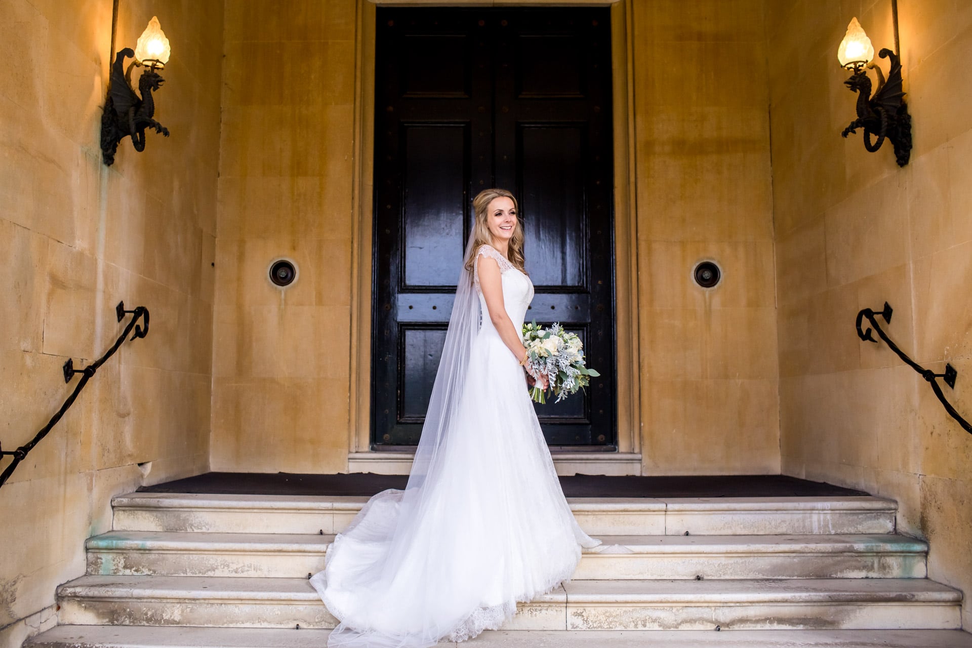 bride on steps of Syon House