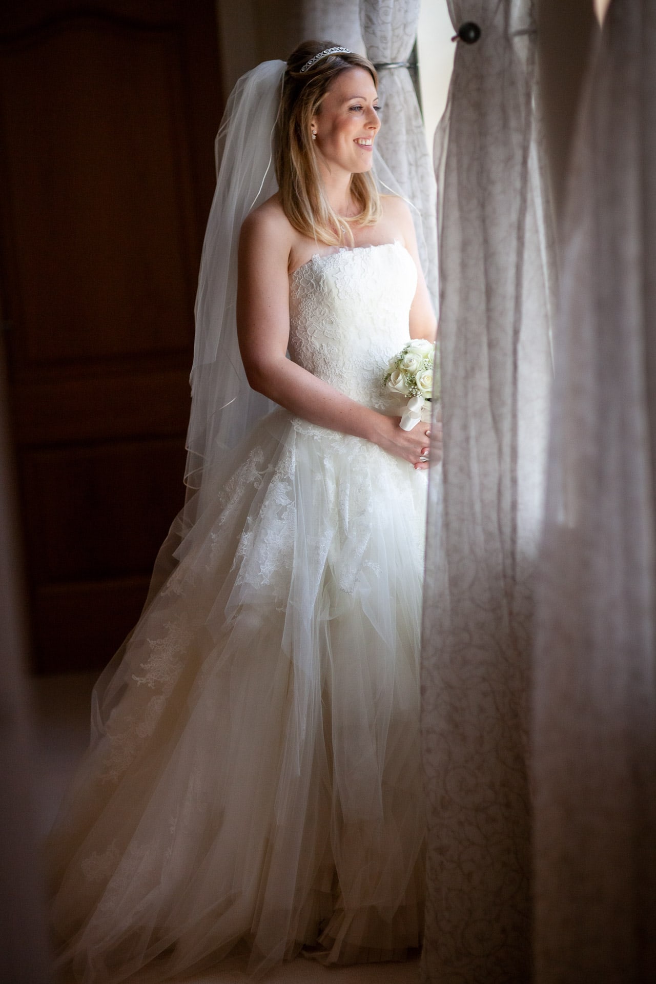 bridal portrait by window