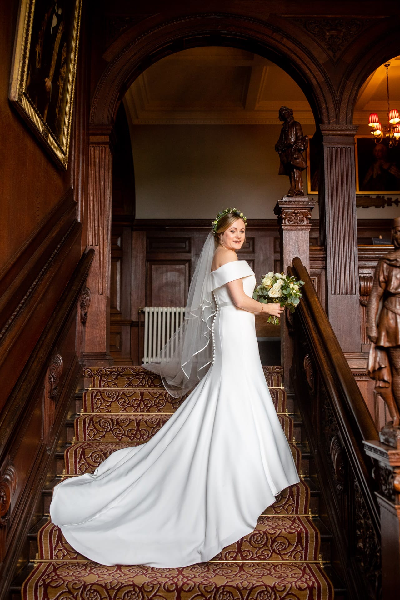 bride on grand staircase