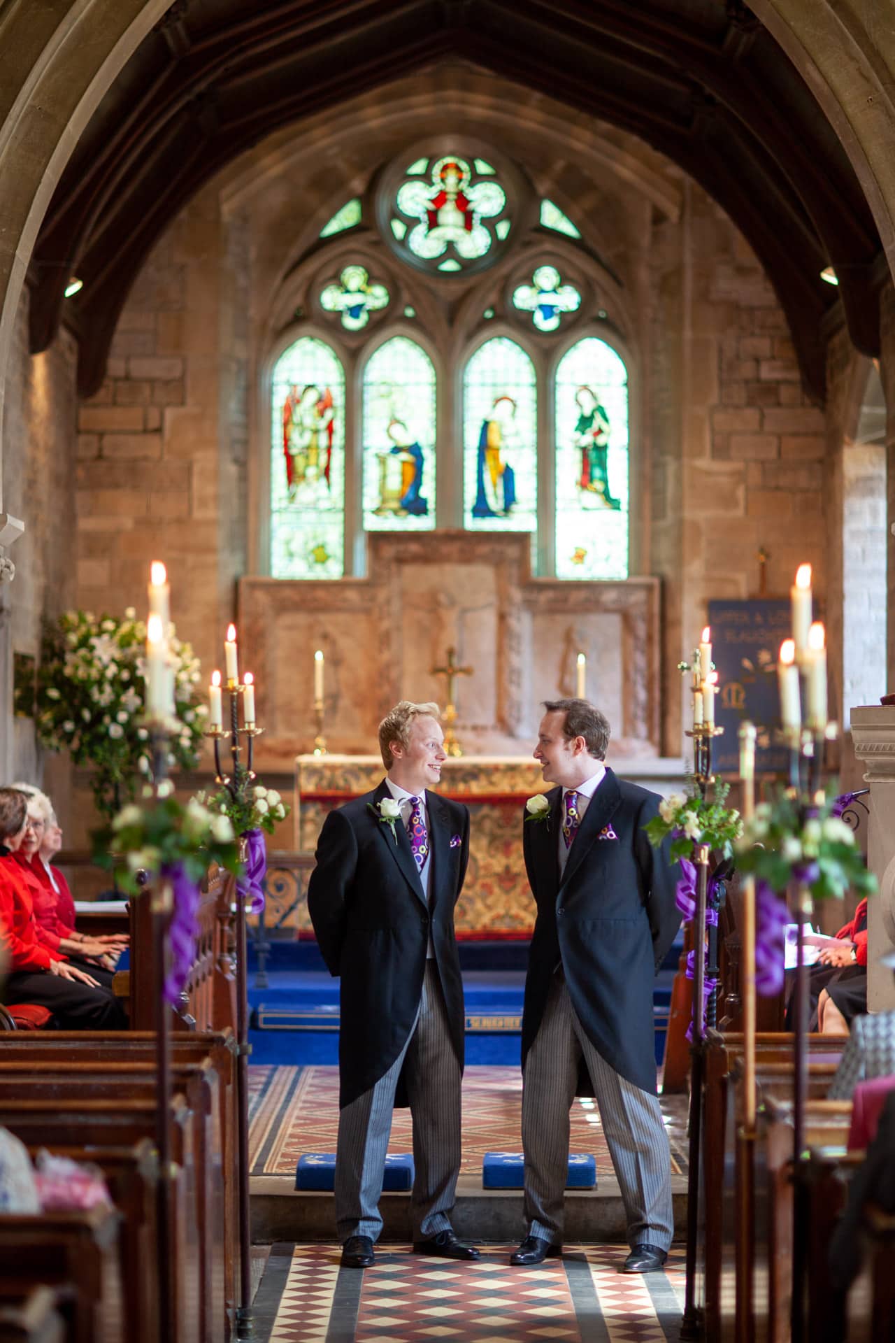 groom waiting at lower slaughter church