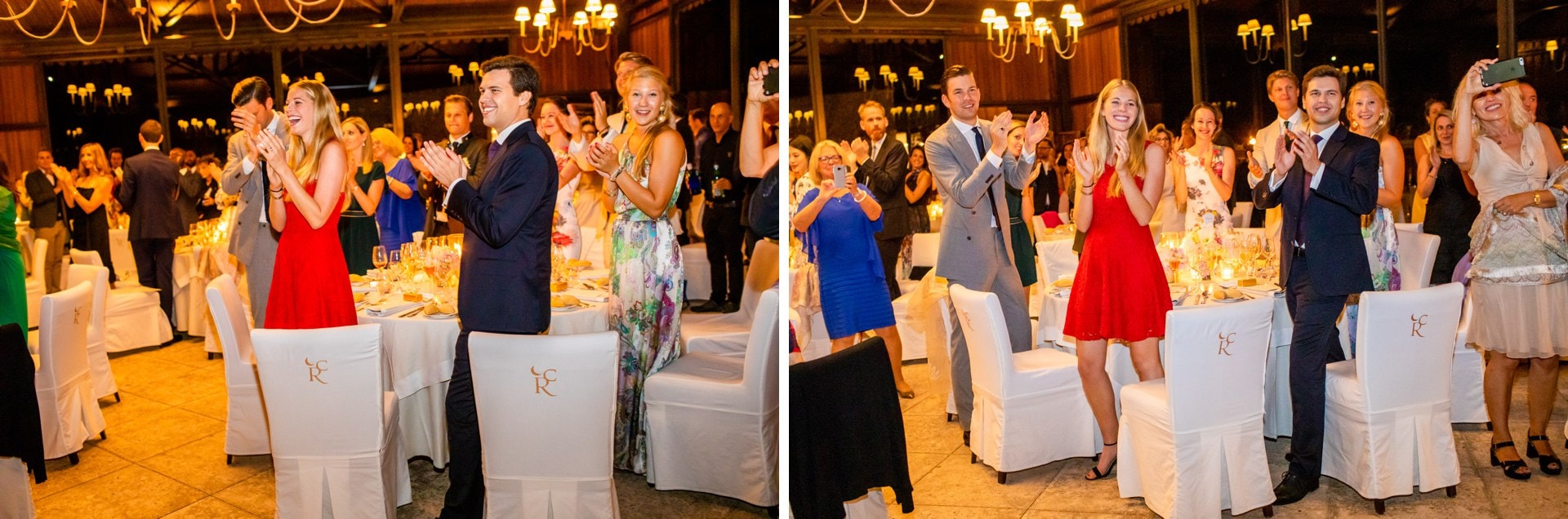 guests clapping the couple in