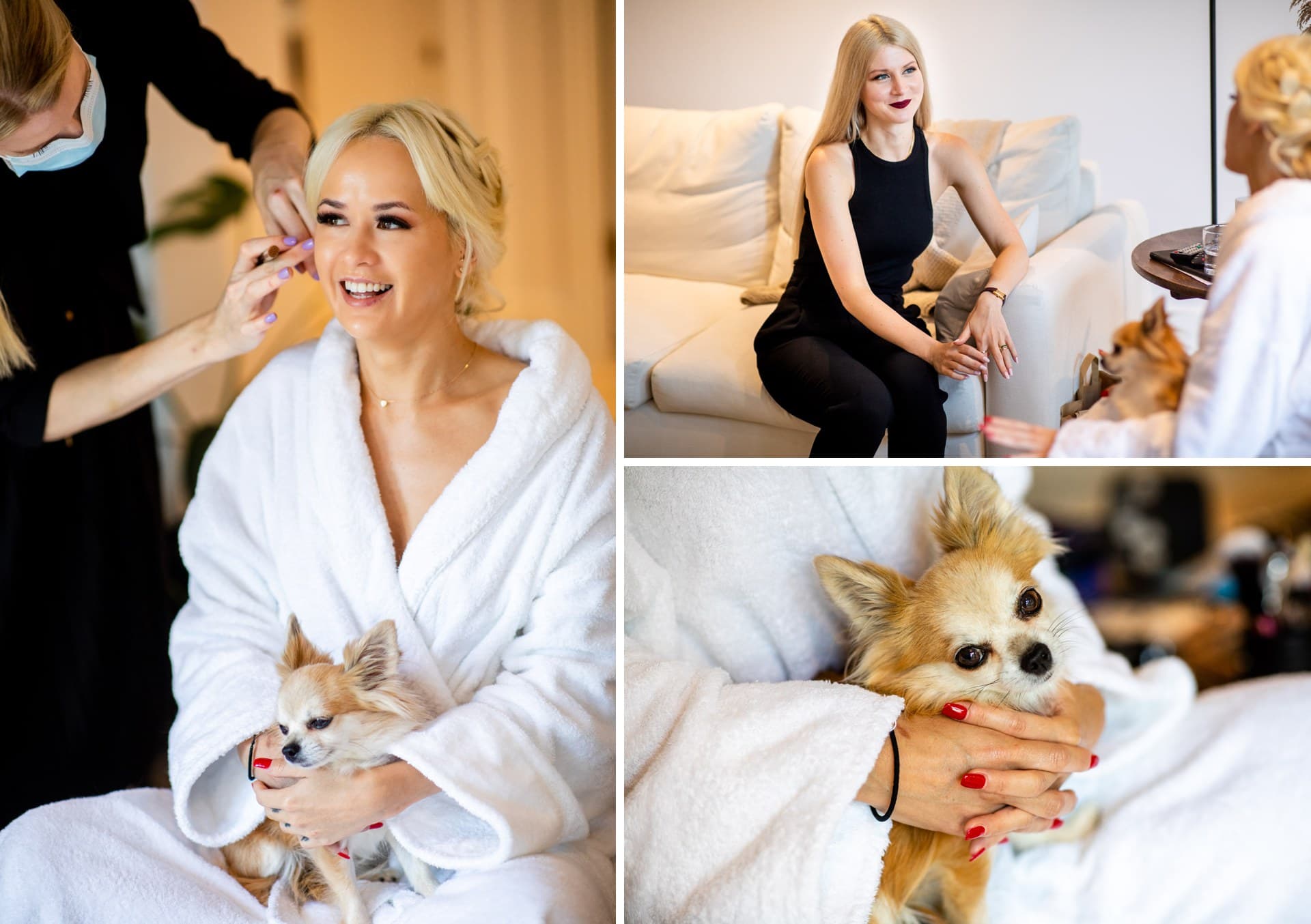 Bride with her Pomeranian dog