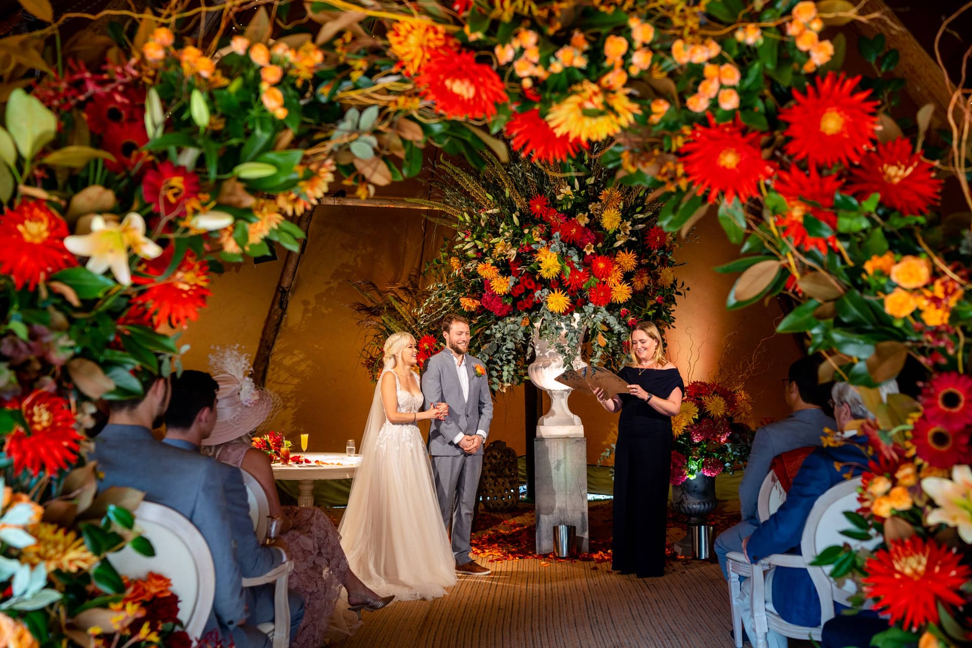 incredible ceremony room flowers
