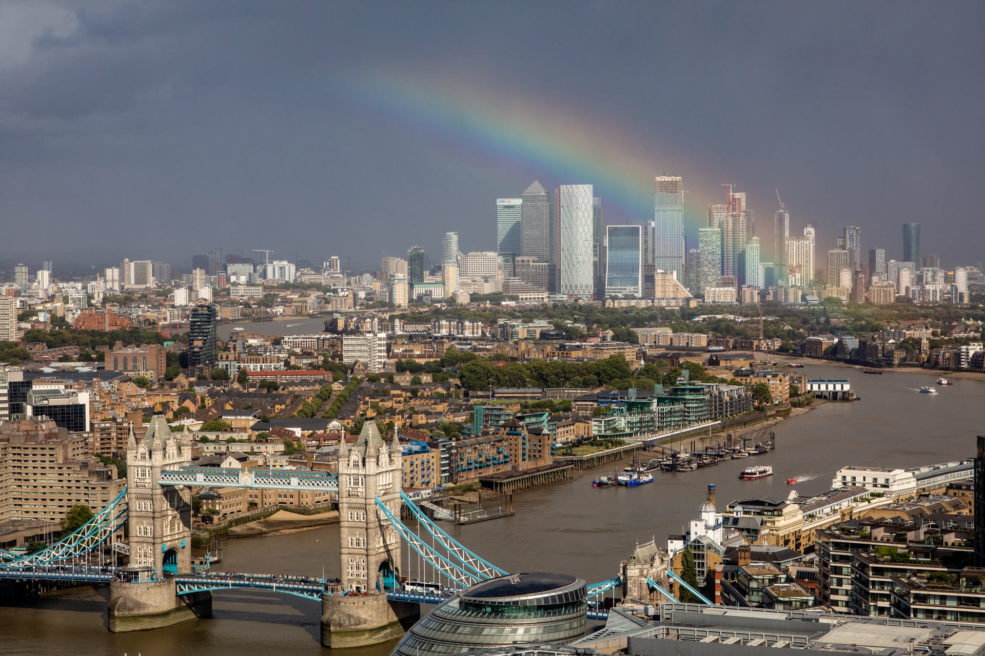 rainbow over the City of London