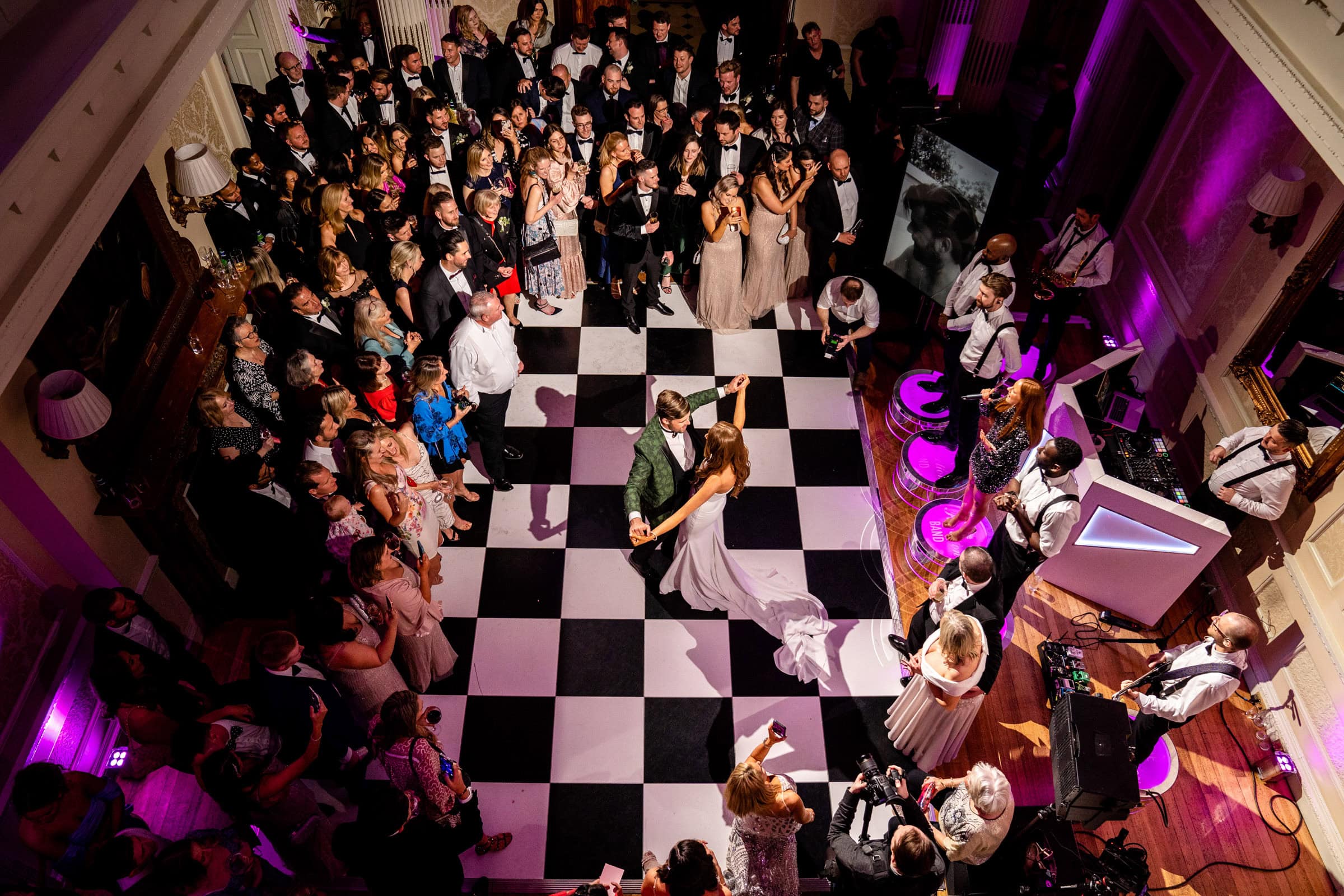first dance on a chequered dance floor