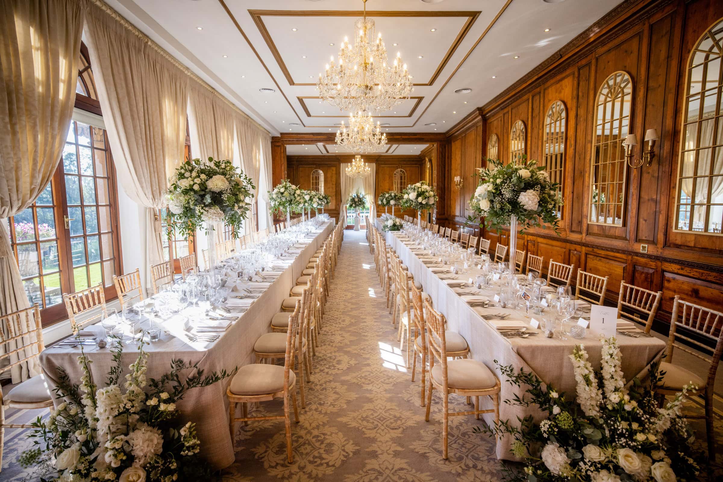 banquet style long table setup in Hedsor House